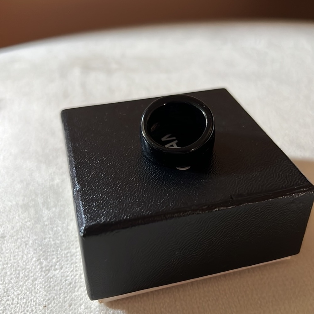 CC stamped Chanel black Resin Ring sz US 7 - Picture 7 of 14